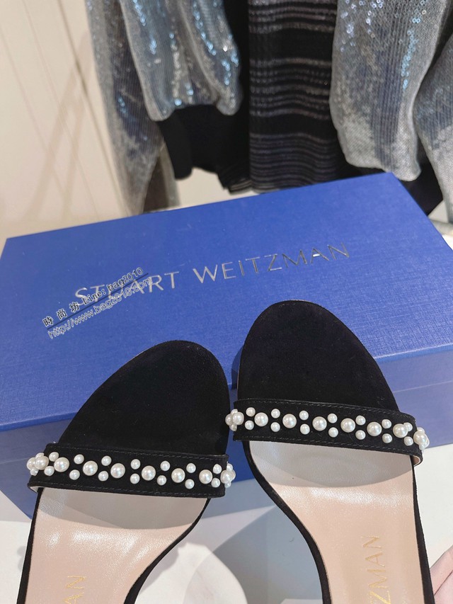 STUART WEITZMAN經典款高跟涼鞋 一字帶珍珠涼鞋 dx3258